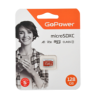Карта памяти microSD GoPower 128GB Class10 UHS-I (U3) 90 МБ/сек V30 без адаптера