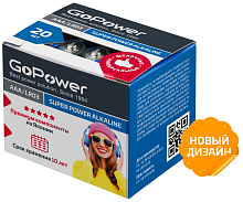 GoPower AAA / LR03 Super POWER Alkaline Щелочной элемент питания BOX20 Shrink 4