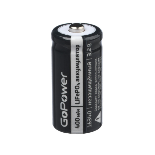 Аккумулятор Li-Fe GoPower 16340 PK1 3.2V 400mAh
