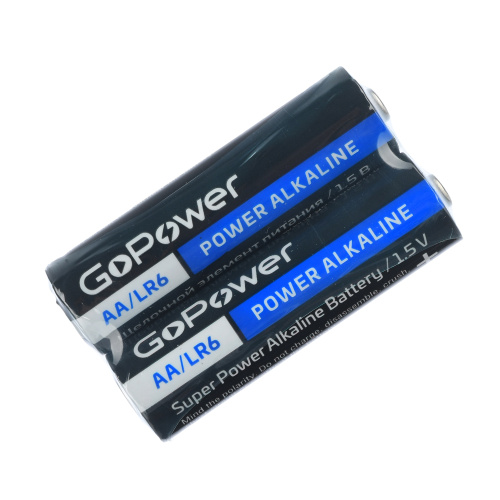 GoPower AA / LR6 Super POWER Alkaline Щелочной элемент питания 1.5V Shrink 2  (2/40/800) фото 3