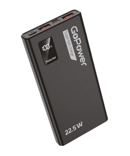 Внешний аккумулятор GoPower PB03-20 20000mAh 3.0A 22.5W 2USB/Type-C черный
