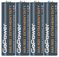 GoPower АAA / R03 Extra Heavy Duty Солевой элемент питания 1.5V  Shrink 4