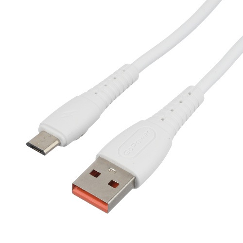 GoPower GP07M Дата Кабель силикон Micro USB(2.4A) белый фото 3