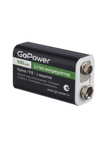 Аккумулятор бытовой GoPower Крона 6F22 BOX2 Li-ion 9V 500mAh Type-C фото 6