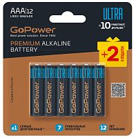 Батарейка GoPower ULTRA LR03 AAA BL10+2 Alkaline 1.5V