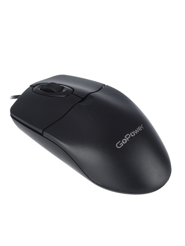 Мышь проводная GoPower GPM01 классическая USB черный фото 2