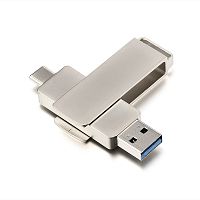 Флеш-накопитель GoPower MODERN 64GB USB3.0 Type-C (m) металл серый