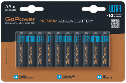 Батарейка GoPower ULTRA LR6 AA BL10 Alkaline 1.5V