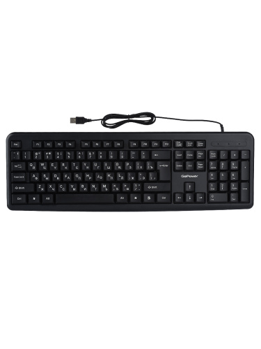 Клавиатура проводная GoPower GPK01 классическая USB 1.35м черный