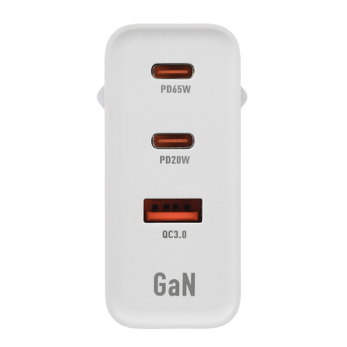 Сетевое З/У GoPower GPQC10 1USB+2Type-C 65W QC3.0 GAN белый фото 3