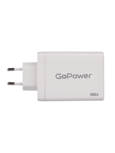 Сетевое З/У GoPower GPQC100 1USB+3Type-C 100W с кабелем Type-C/Type-C белый фото 3