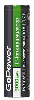 GoPower INR18650 PC1 30A 3.7V 3000mAh б/з высокоток. плос.конт.