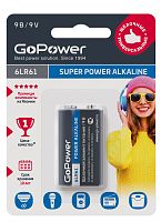 GoPower 6LR61 "Крона" Super POWER Alkaline Щелочной элемент питания 9V BL1