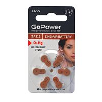 Батарейка GoPower ZA312 BL6 Zinc Air