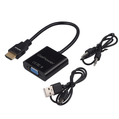 Переходник GoPower HDMI (m)-VGA (f) с питанием со звуком черный Premium Zip-Lock c подвесом фото 4