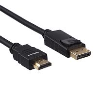 Кабель GoPower DisplayPort (m)-HDMI (m) 1.8м ПВХ ver.2.0 черный Premium Zip-Lock c подвесом
