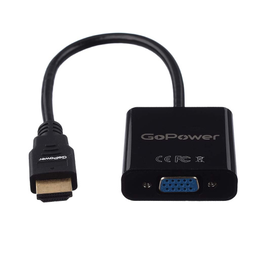 Переходник GoPower HDMI (m)-VGA (f) с питанием со звуком черный Premium Zip-Lock c подвесом фото 2