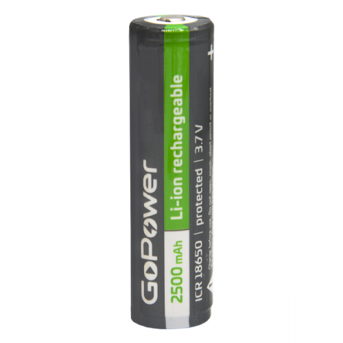 GoPower Аккумулятор Li-ion ICR18650 BL1 3,7V 2500mAh с защитой с высоким контактом фото 2