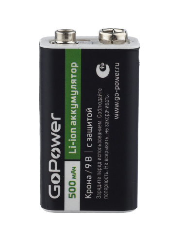 Аккумулятор бытовой GoPower Крона 6F22 BOX2 Li-ion 9V 500mAh Type-C фото 5