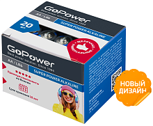 GoPower AA / LR6 Super POWER Alkaline Щелочной элемент питания 1.5V BOX20 Shrink 4