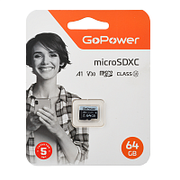 Карта памяти microSD GoPower 64GB Class10 70 МБ/сек V30 без адаптера