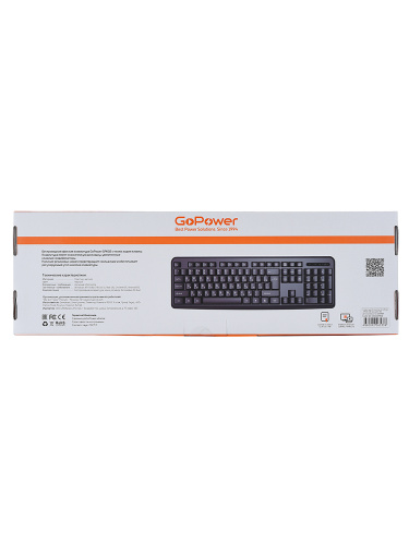 Клавиатура беспроводная GoPower GPK02 классическая USB черный фото 5