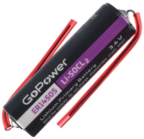 GoPower ER14505 Li-SOCL2 Элемент питания литий-тионилхлоридный с выводами 3.6V